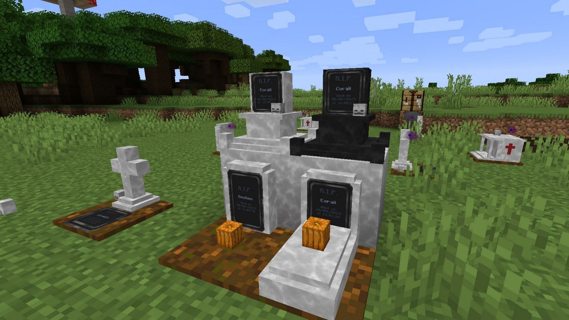 Corail Tombstone is one of the most advanced and detailed gravestone mods (Image via Curseforge/Corail_31)